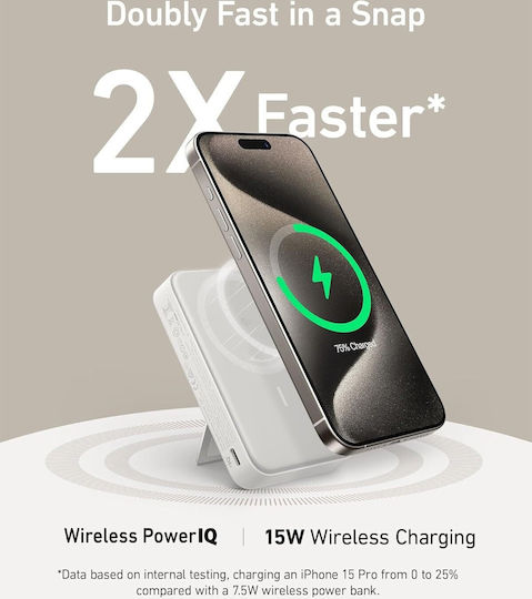 Anker MagGo A1654 MagSafe Power Bank 10000mAh 15W с USB-C порт Бял