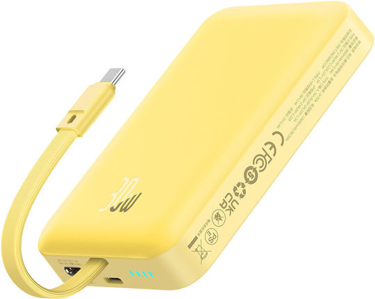 Baseus Magnetic Mini MagSafe Power Bank 10000mAh 30W με Θύρα USB-C Power Delivery / Quick Charge 3.0 Κίτρινο