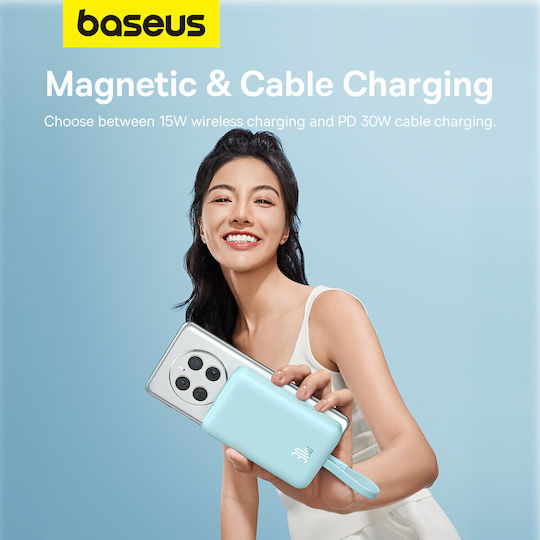 Baseus Magnetic Mini MagSafe Power Bank 10000mAh 30W with USB-C Port Power Delivery Blue