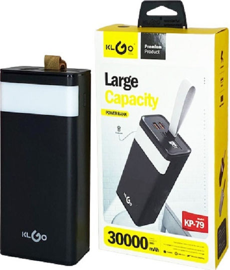 KLGO KP-79 Power Bank 30000mAh με 2 Θύρες USB-A Μαύρο