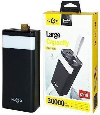 KLGO KP-79 Power Bank 30000mAh με 2 Θύρες USB-A Μαύρο