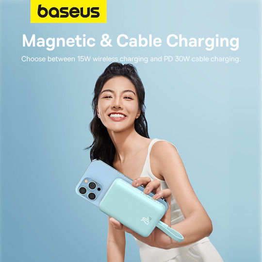 Baseus Magnetic Mini MagSafe Power Bank 10000mAh 20W με Θύρα USB-C Power Delivery Mint