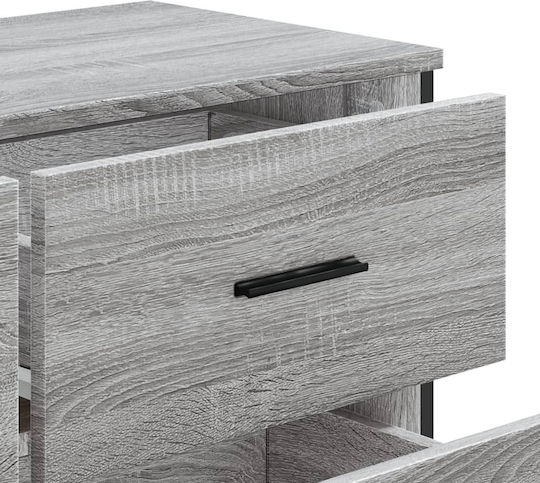 Wooden Chest of Drawers with 6 Drawers Grey Sonoma 91x35.5x74.5cm