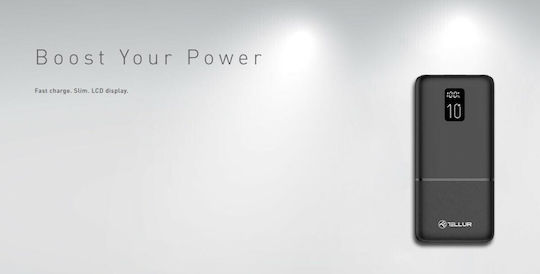 Tellur PD202 Power Bank 20000mAh 22.5W mit 2 USB-A Anschlüssen und USB-C Anschluss Stromlieferung Schwarz