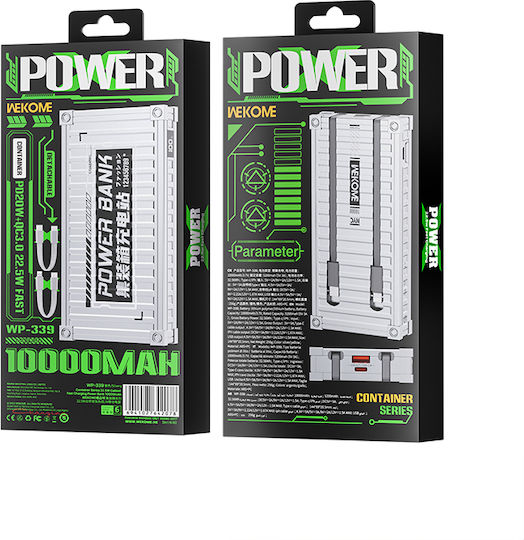 WK WP-339 Power Bank 10000mAh 20W cu Port USB-A Livrarea energiei Argintiu