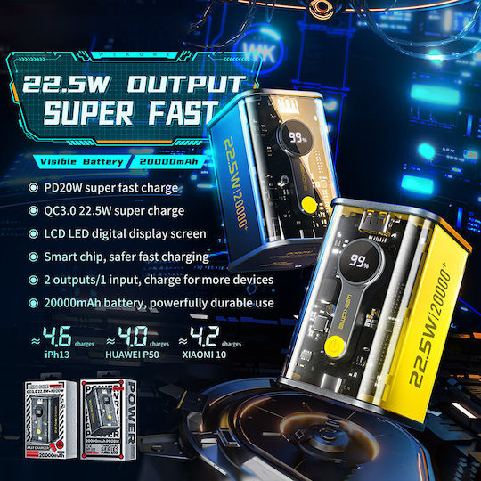 WK WP-337 Power Bank 20000mAh 20W Power Delivery Черен