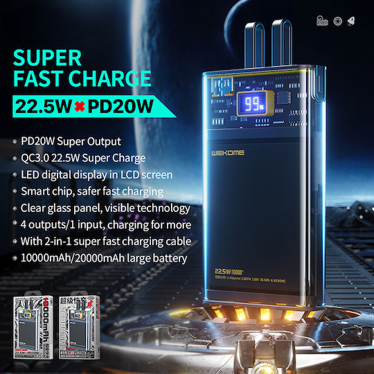 WK WP-323 Power Bank 10000mAh 20W Power Delivery / Quick Charge Black