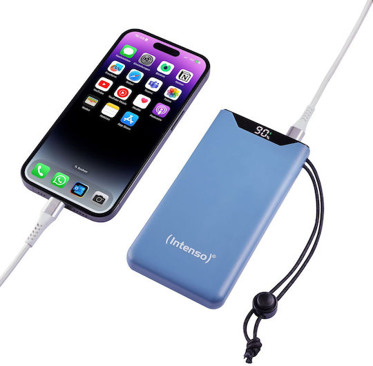 Intenso F10000 Power Bank 10000mAh 20W με Θύρα USB-A και Θύρα USB-C Quick Charge 3.0 Μπλε
