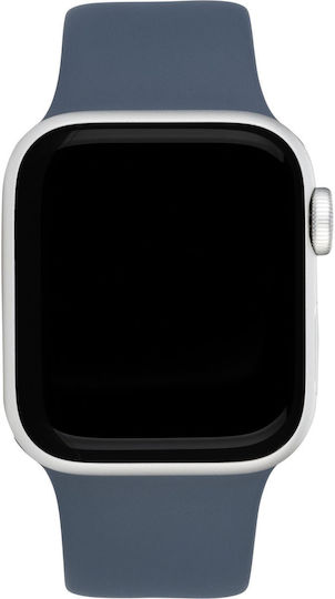 Apple Watch SE 2023 Aluminum 44mm Waterproof with Heart Rate Monitor (Silver with Storm Blue Sport Band - M/L)