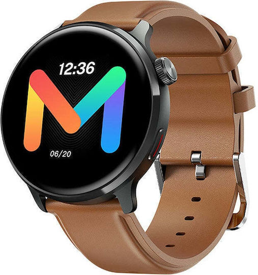 Mibro Watch Lite 2 με Παλμογράφο (Brown Leather & Black Silicone Strap)