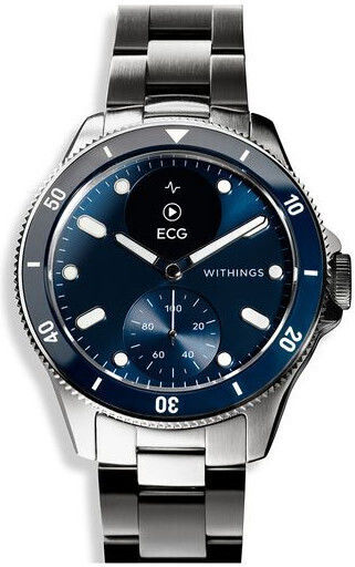 Withings Scanwatch Nova Stainless Steel 42mm Αδιάβροχο με Παλμογράφο (Dark Blue)