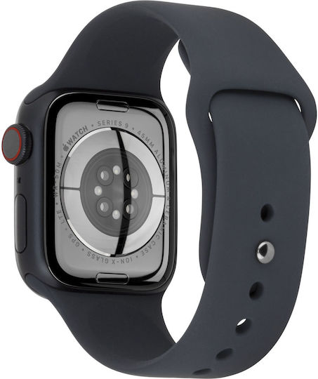 Apple Watch Series 9 Cellular Aluminum 45mm Waterproof with eSIM and Heart Rate Monitor (Midnight with Midnight Sport Band - M/L)