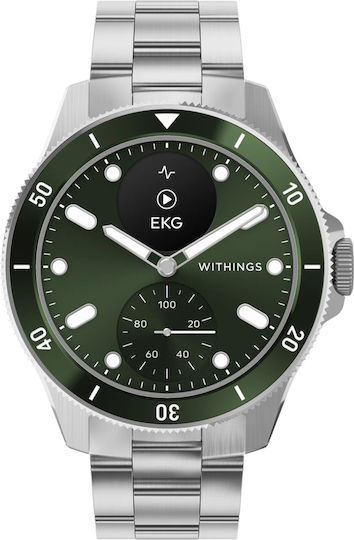 Withings Scanwatch Nova Stainless Steel 42mm Waterproof with Heart Rate Monitor (Dark Green)