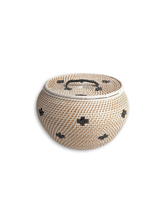 Dekorativer Korb Rattan mit Deckel Beige S Line