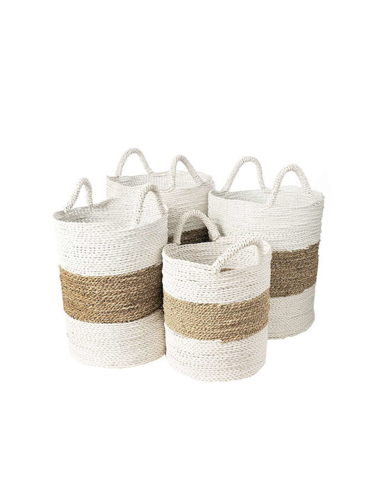 Decorative Basket Wicker with Handles White S Line