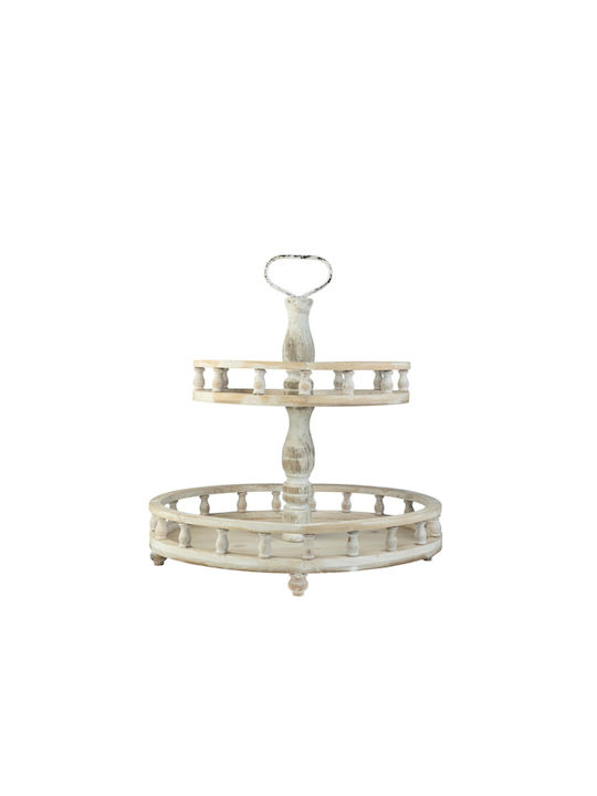 Zen Collection Wooden Dessert Tower Stand with 2 Tiers Beige 33x45x40cm