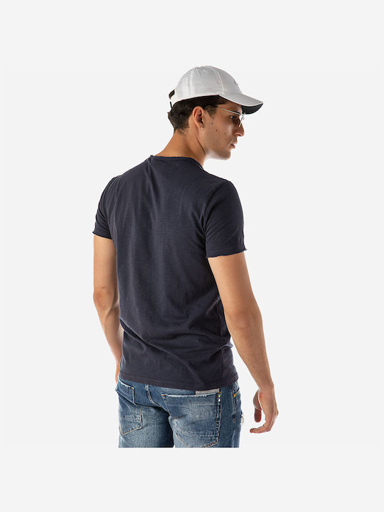 Brokers Jeans Men's Short Sleeve T-shirt with Buttons Indigo