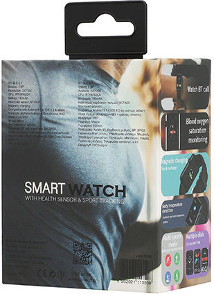 Lamtech LAM113508 Aluminium Smartwatch με Παλμογράφο (Μαύρο)