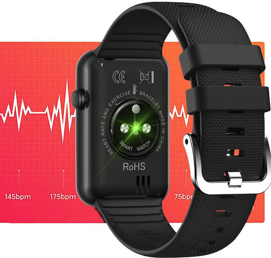Lamtech LAM113508 Aluminium Smartwatch με Παλμογράφο (Μαύρο)