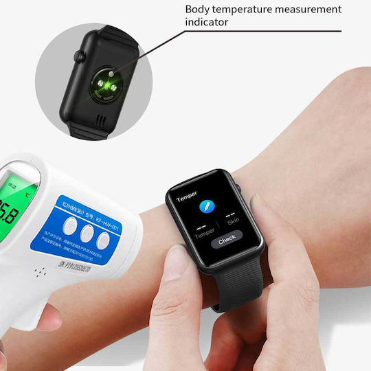 Lamtech LAM113508 Aluminium Smartwatch με Παλμογράφο (Μαύρο)