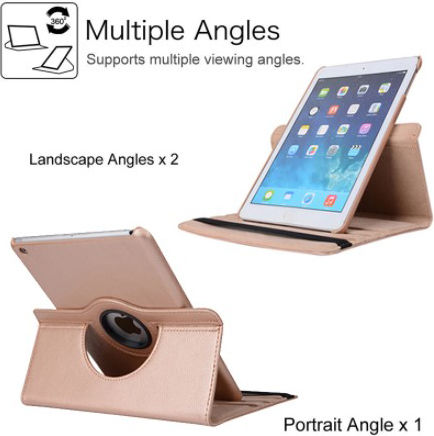 Flip Cover Δερμάτινη Περιστρεφόμενη Ροζ Χρυσή (iPad mini 1,2,3)