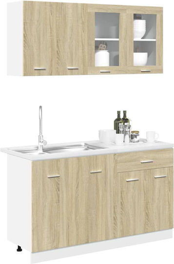 Set Dulapuri de Bucătărie Suspendate & de Podea Cafea 140x46x141.5buc