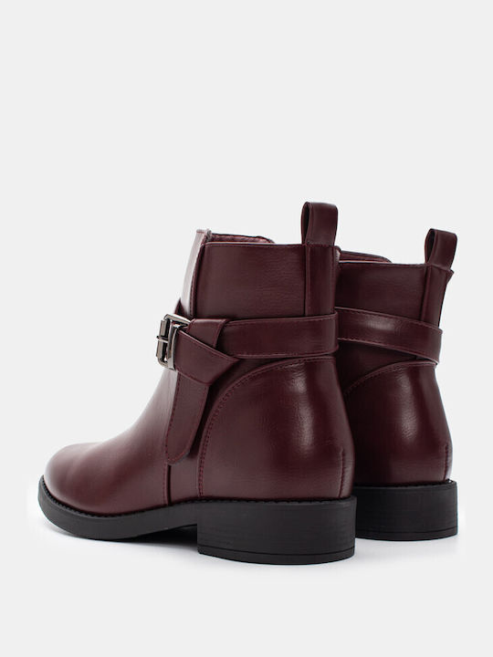 Ankle Boots Buckle 4305226-burgundy