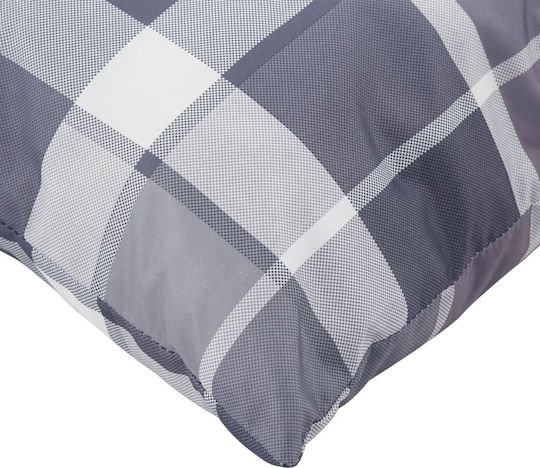 vidaXL Waterproof Bench Cushion for Pallet with Backrest Gray Checkered 2pcs