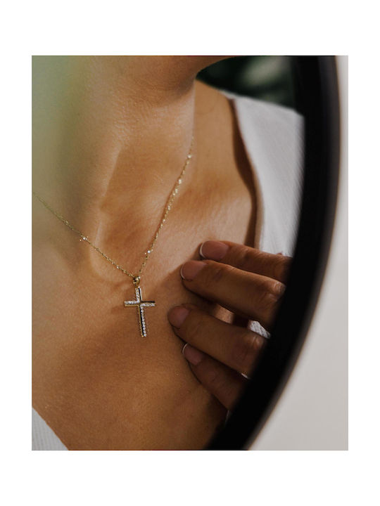 Themelidis Jewels Damen Gold Kreuz 18K mit Kette