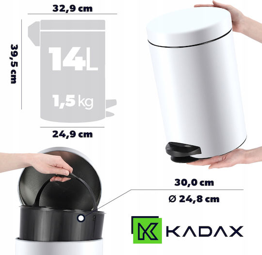 Kadax Coș De Gunoi Din Oțel Inoxidabil Cu Pedală Alb 14lt