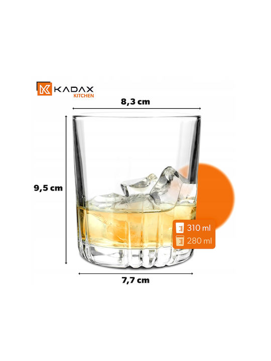 Kadax Gläser-Set Whiskey / Wasser / Cocktail/Trinken aus Glas 280ml 6Stück