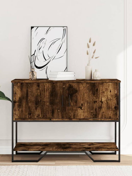 Console Table Wood & Metal Smoked Oak, Brown L100xW35xH74.5cm