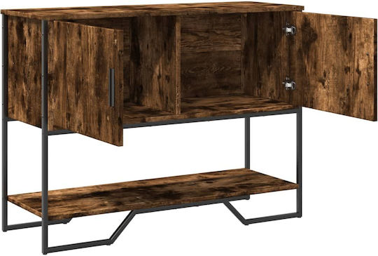 Console Table Wood & Metal Smoked Oak, Brown L100xW35xH74.5cm