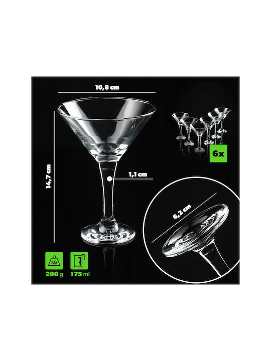 Kadax Set Gläser Cocktail/Trinken / Wasser aus Glas Mit Stiel 175ml 6Stück