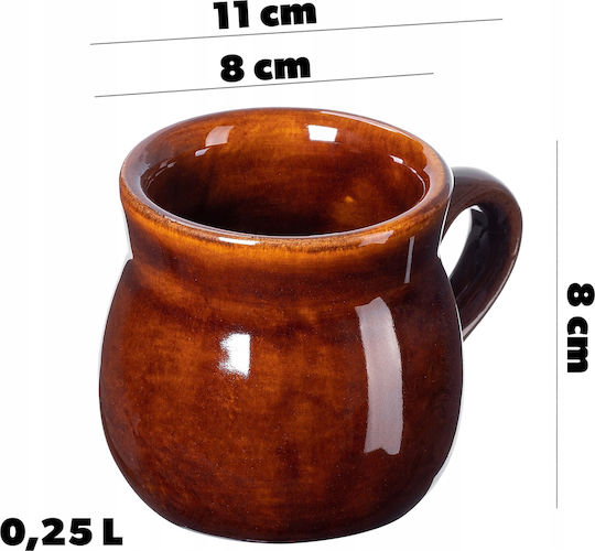 Kadax Schimbare de căldură Cană Ceramică Maro 250ml 4buc