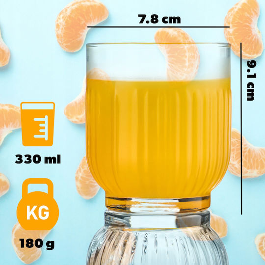 Kadax Σετ Ποτήρια Νερού Γυάλινα 330ml 6τμχ