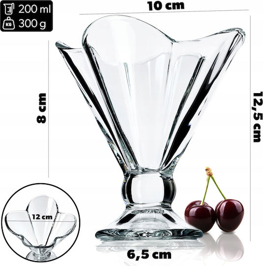 Kadax Bol de Servire pentru Înghețată Rotund Sticlă Transparent 6buc
