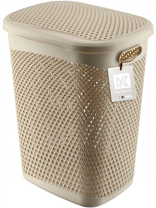 Kadax Coș De Rufe Din Plastic 55 L Cu Capac Bej
