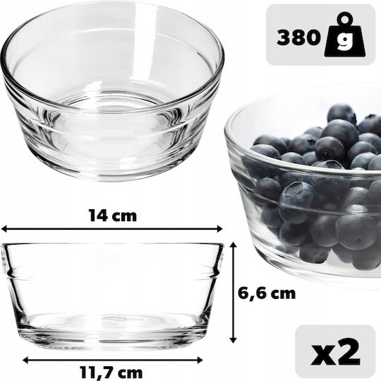 Kadax Salatschüssel Glas Transparent 14x14cm 2Stück