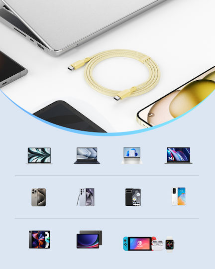 Innostyle USB 2.0 Кабел USB-C Мъжки - USB-C 60W Захранване PD Жълт 2м ICC150YE