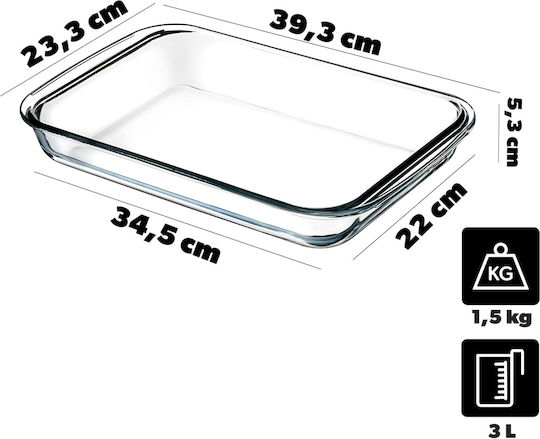 Kadax Ορθογώνιο Πυρίμαχο Σκεύος Γυάλινο 39x23cm