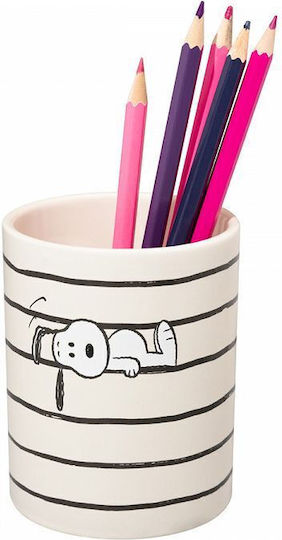 Ceramic Pencil Holder in White Color 1pcs 10.5x8.5x10.5cm