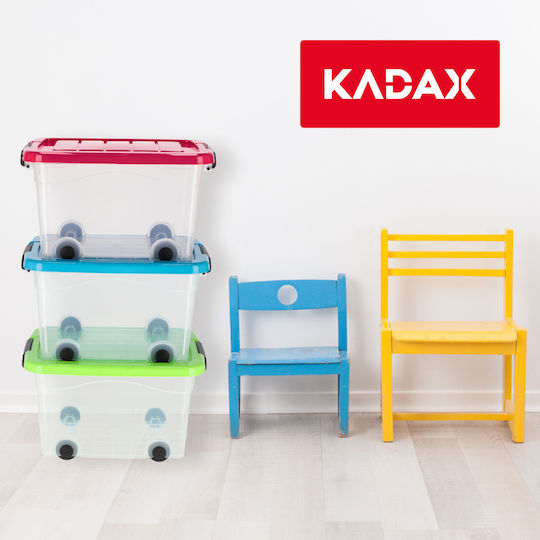 Kadax Πλαστικό Κουτί Αποθήκευσης με Ρόδες και Καπάκι 60lt