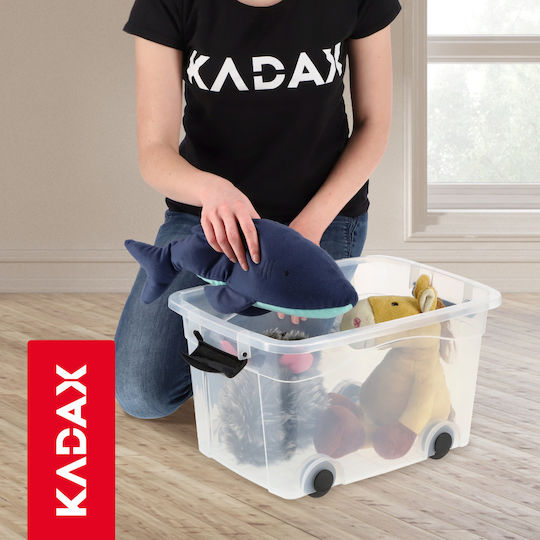 Kadax Πλαστικό Κουτί Αποθήκευσης με Ρόδες και Καπάκι Πράσινο 60lt