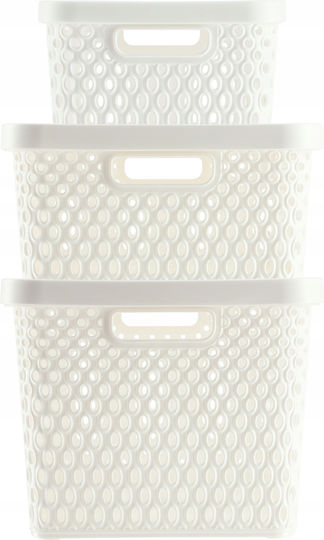 Kadax Plastic Cutie de Depozitare cu Capac Alb 18lt 3buc