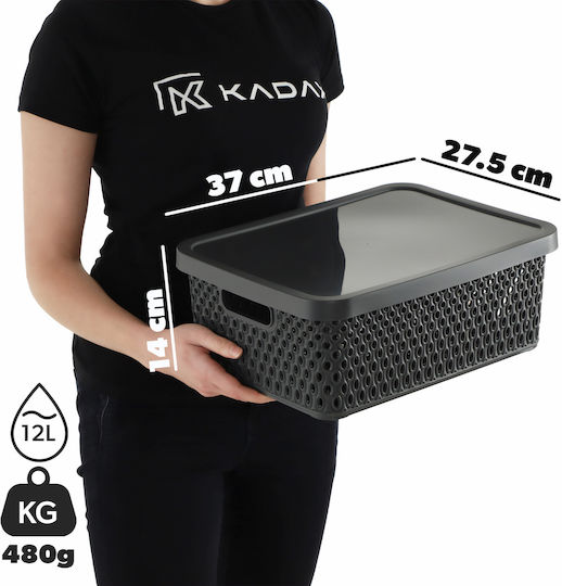 Kadax Πλαστικό Κουτί Αποθήκευσης με Καπάκι Γκρι 18lt 3τμχ