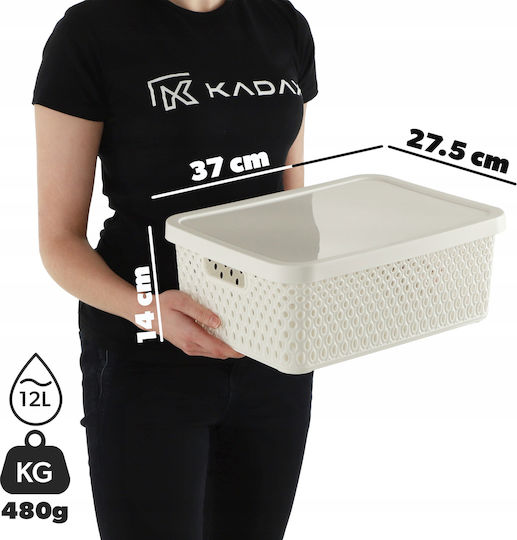 Kadax Plastic Cutie de Depozitare cu Capac Alb 18lt 3buc