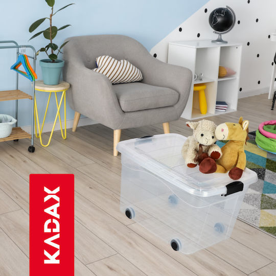 Kadax Cutie De Depozitare Din Plastic Cu Roți Și Capac 60lt