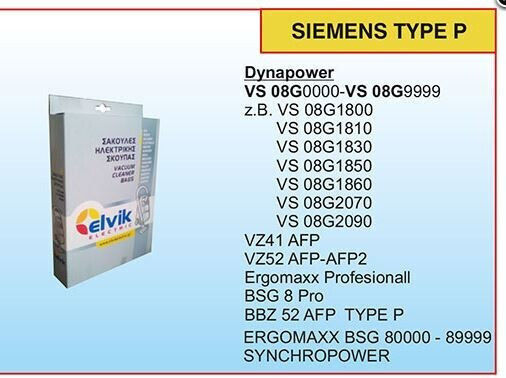 Siemens Σακούλες Σκούπας 4τμχ Συμβατή με Σκούπα Siemens