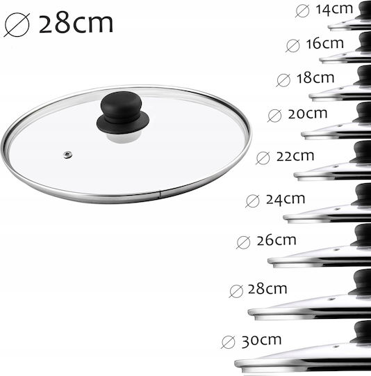 Kadax Καπάκι για Τηγάνι και Κατσαρόλα Γυάλινο 24cm 26788